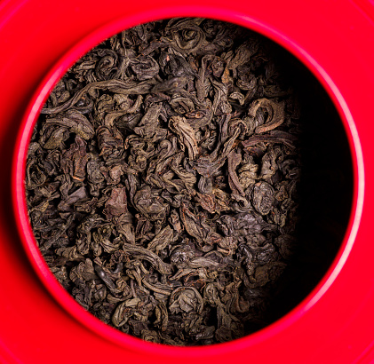 Black tea in tea caddy