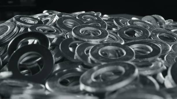 Huge stack of metal washers - close up