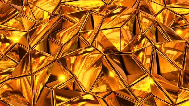 istock Abstract mosaic background, gold shiny metal polygons 1465002349