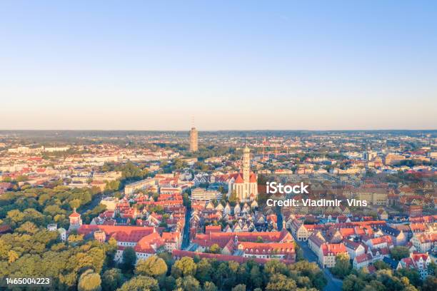 Top View Of The Entire City Of Augsburg Aerial View Of Augsburg City Center Stock Photo - Download Image Now