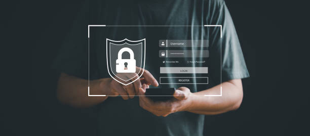 istock Internet online cyber security concept. Person put user and password login privacy encryption in mobile smart phone for internet access, online technology. Padlock screen. 1465005903