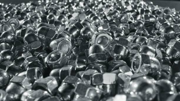 Background of screw bolts, Internal screw, bolts closeup, many screws. Factory equipment and Industrial concept - Image