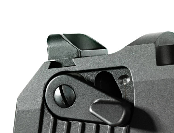 istock Isolated rear sight and safety on a pistol 1465008698