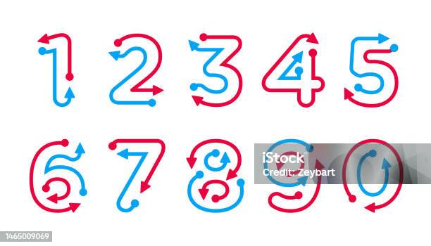 Colorful Numbers Direction Direction Arrows Design From Numbers Stock Illustration - Download ...