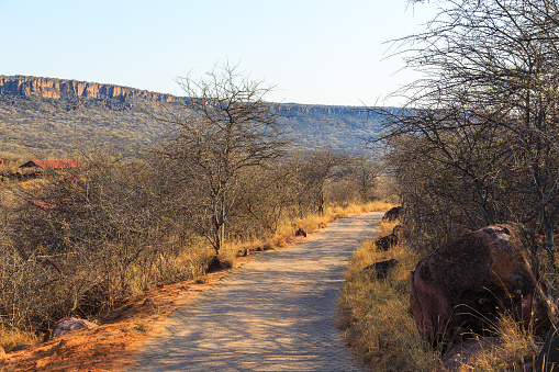View towards the Waterberg Plateau. Beautiful african landscape. Waterberg Plateau National Park, Namibia.