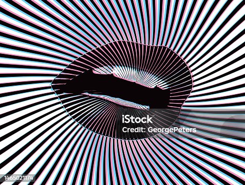 istock Pop Art mouth with sunbeams and Glitch Technique 1465021174