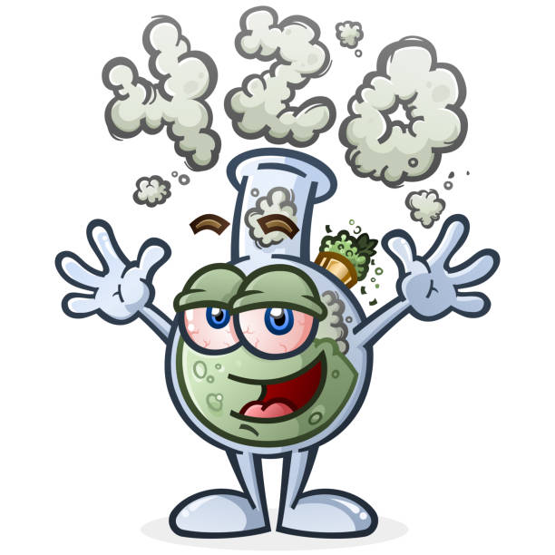 Marijuana Bong Cartoon with 420 Smoke Cloud vector art illustration