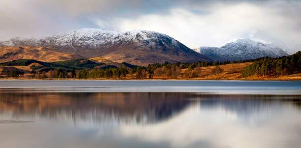 Snowcapped mountain reflected in Lochan na h-Achlaise  - Glencoe, Scotland