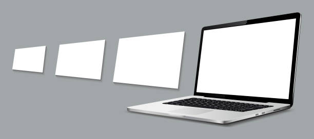 istock Laptop with blank web pages. Mockup for showing screenshots of websites. 1465030423