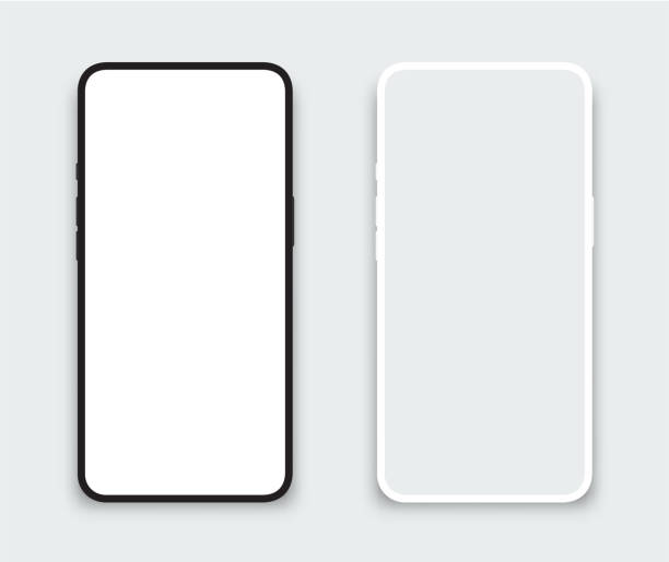 realistyczny szablon telefonu komórkowego podobny do makiety iphone'a - white background audio stock illustrations