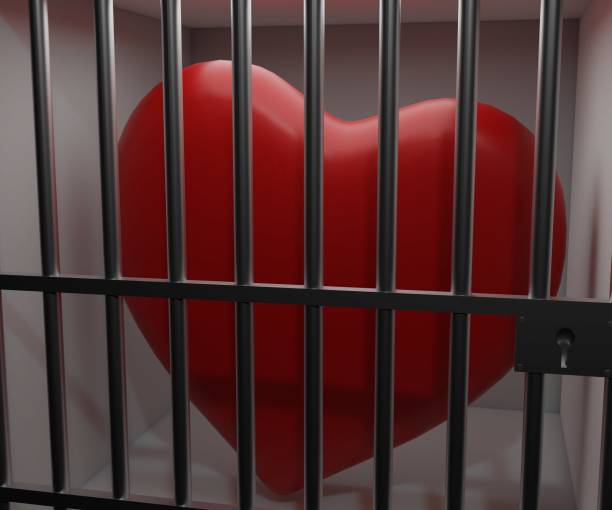 istock Jailed red love or heart shape behind the bar 1465034643