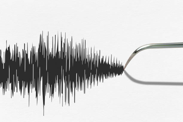 지진계와 지진. 지진의 지진 활동을 기록하는 지진계. - geological feature audio 뉴스 사진 이미지