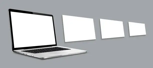 Vector illustration of Laptop with blank web pages. Mockup for showing screenshots of web-sites.