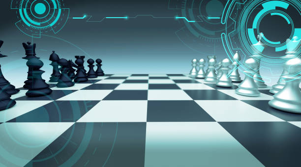 istock Digital chess board strategy concept idea tech finance game 1465040139