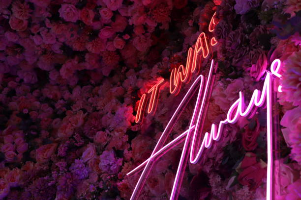 istock An LED light creating words of 
