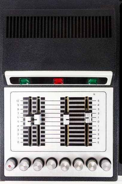istock Close up of tone controls on vintage turntable 1465041181