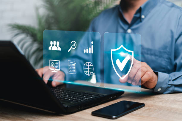 istock Quality assurance and product quality certificate concept, efficient management and quality control Businessman sustainable company planning and organizational development 1465043714