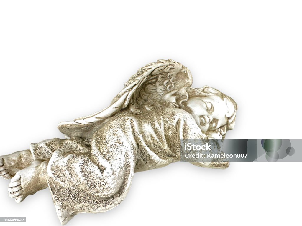 Angel statue isolated on white background Cherub Stock Photo