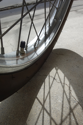 Close-up bike tire and spoke wheel