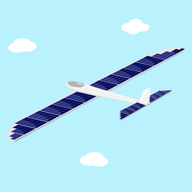 istock Plane with solar battery panels on wings, concept of sustainable alternative electricity sources 1465051595