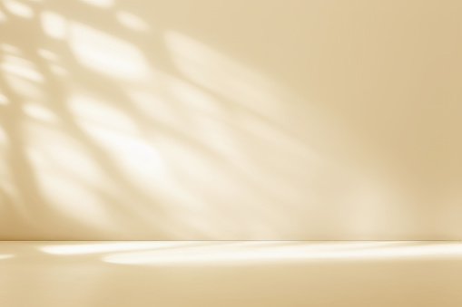 Una imagen de fondo original para diseño o presentación de producto, con un juego de luces y sombras, en tonos beige claros. photo