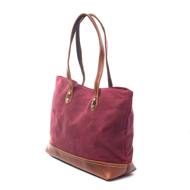 istock Red womans canvas bag on a white background 1465056144