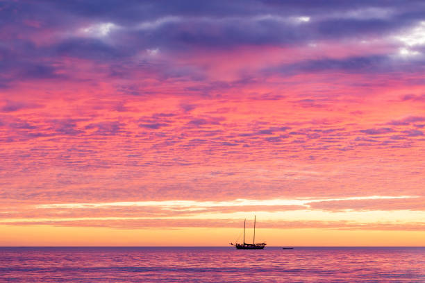 Sunset on Playa Grande, Costa Rica stock photo