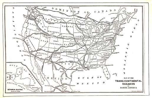 Map of the Trans-Continental Raiways of North American 1899