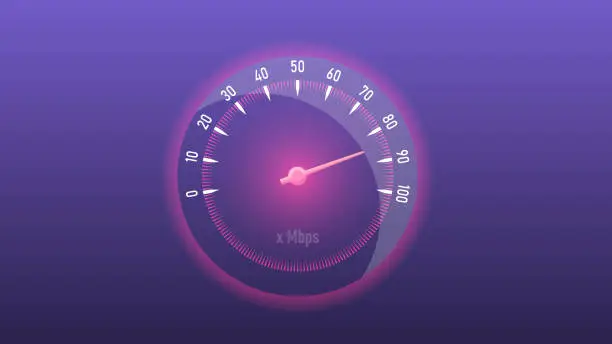 Vector illustration of Download and upload speed. Speedometer of web traffic.