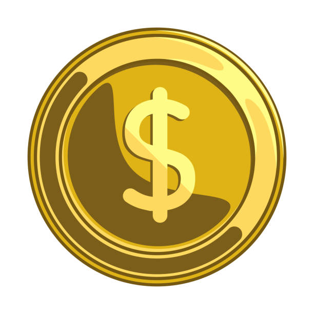 koin emas dengan desain datar tanda dolar. - slot deposit pulsa ilustrasi stok