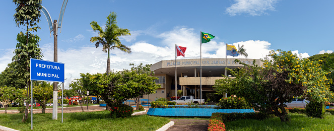 Santarem, Para, Brazil - Feb 09, 2023: City Hall of Santarem, a municipality in Para state.