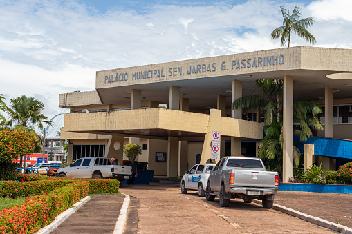 Santarem, Para, Brazil - Feb 09, 2023: City Hall of Santarem, a municipality in Para state.