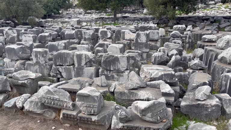 View of Temple of Apollo in antique city of Didyma, Aydin,Turkey 4k stock video