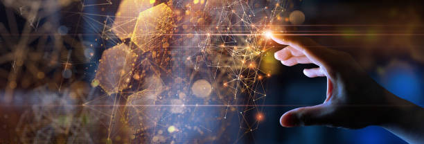 istock Woman hand touching The metaverse universe,Digital transformation conceptual for next generation technology era. 1465069220