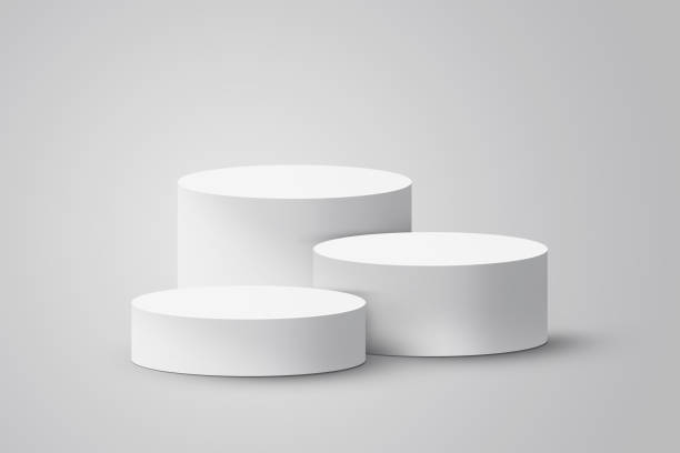 istock Product stage display mockup for presentation on isolated 3d background. Minimal podium scene for products show off. Stand to show cosmetic products. Stage showcase on pedestal studio on white podium. 1465069251