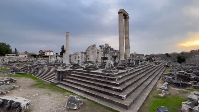 View of Temple of Apollo in antique city of Didyma, Aydin,Turkey 4k stock video