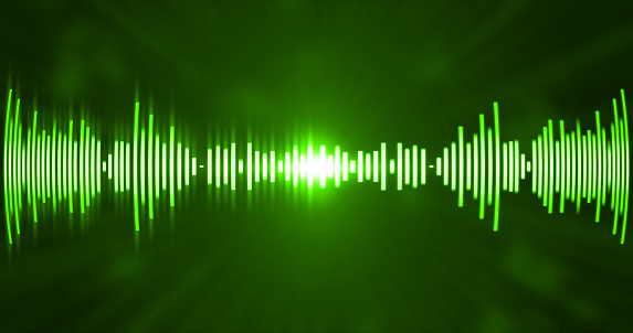 Visualizer equalizer meters modern audio on green background.