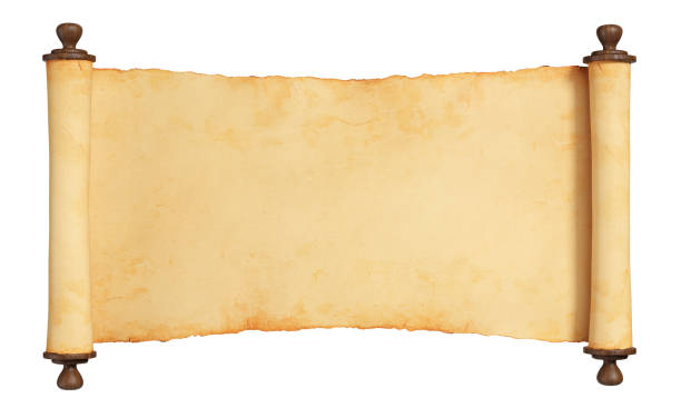 istock Horizontal manuscript with wooden handles. Isolated 1465075068