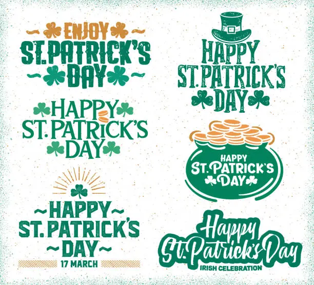 Vector illustration of Greetings, logos and titles for St. Patrick's Day