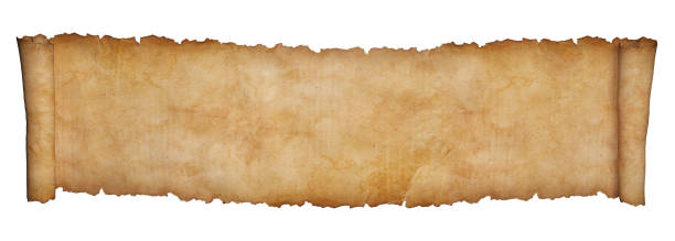 istock Horizontal paper scroll or parchment manuscript isolated on a white background. 1465076838