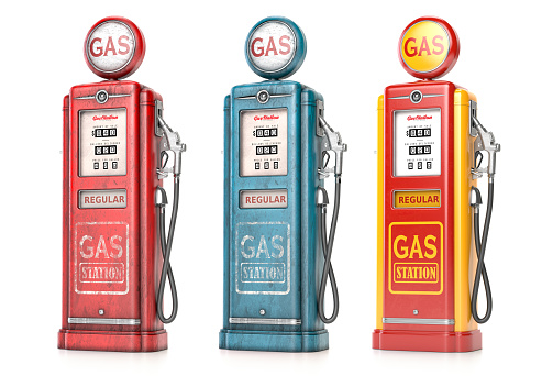 Retro Gas Pump. 3D rendering isolated on white background