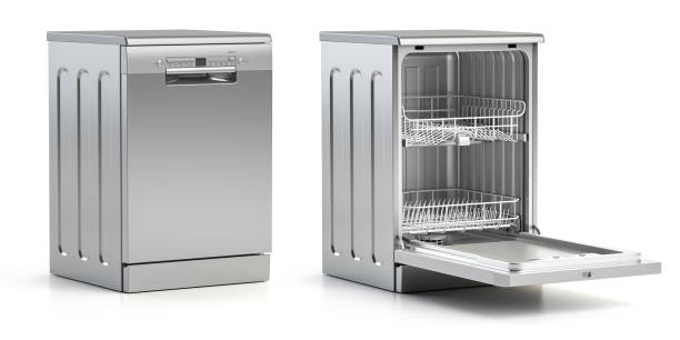 istock Dishwasher open and closed isolated on white background. 1465077916