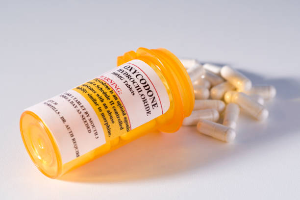 危険な中毒性のある処方オピオイド薬、オキシコドン - crime medicine narcotic rx ストックフォトと画像