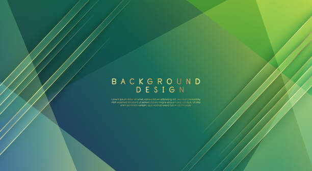 abstrakcyjna niebiesko-zielona technologia geometryczne tło z paskami złotej linii. nowoczesne futurystyczne tło - green backgrounds internet banner stock illustrations