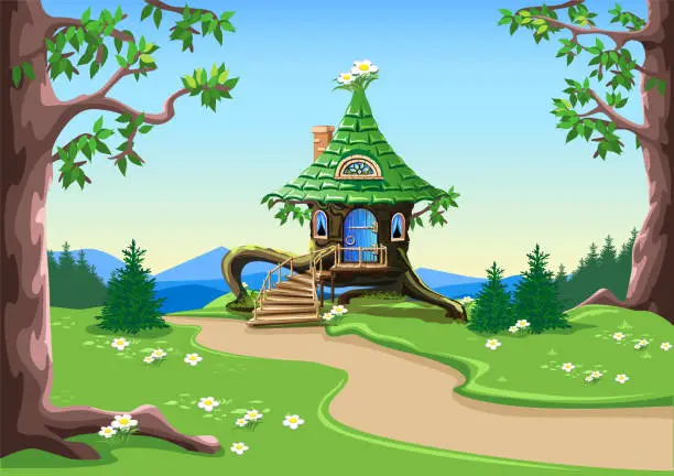 Vector illustration of fairy tale forest house