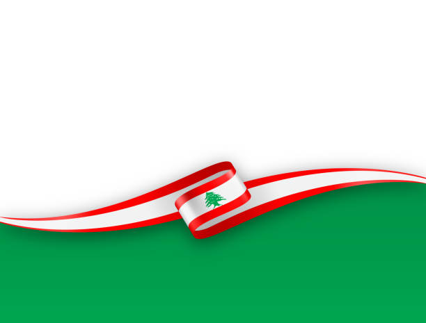 libanon-flaggenband. libanesische flagge langes banner auf dem hintergrund. schablone. platz für kopien. vektor-stock-illustration - lebanese flag stock-grafiken, -clipart, -cartoons und -symbole