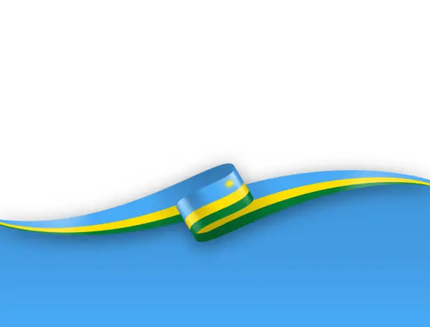 Vector illustration of Rwanda Flag Ribbon. Rwandan Flag Long Banner on Background. Template. Space for Copy. Vector Stock Illustration