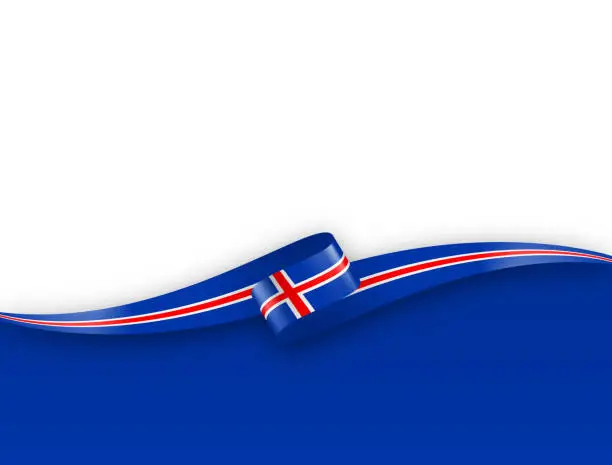 Vector illustration of Norway Flag Ribbon. Norwegian Flag Long Banner on Background. Template. Space for Copy. Vector Stock Illustration