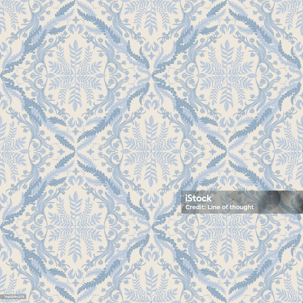 Tonal Background Pattern Blue Tonal Damask Pattern Seamless Stock Illustration - Download Image ...