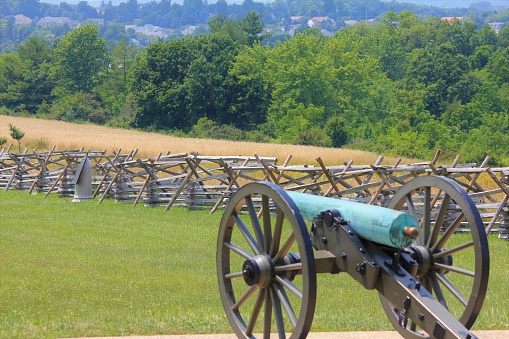 a cannon was just fired on the enemy in a Civil War reenactment.
